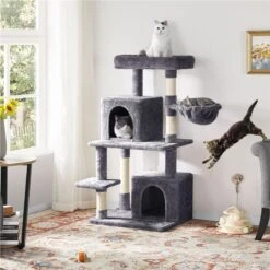Yaheetech 46.5-in Plush Cat Tree & Condo