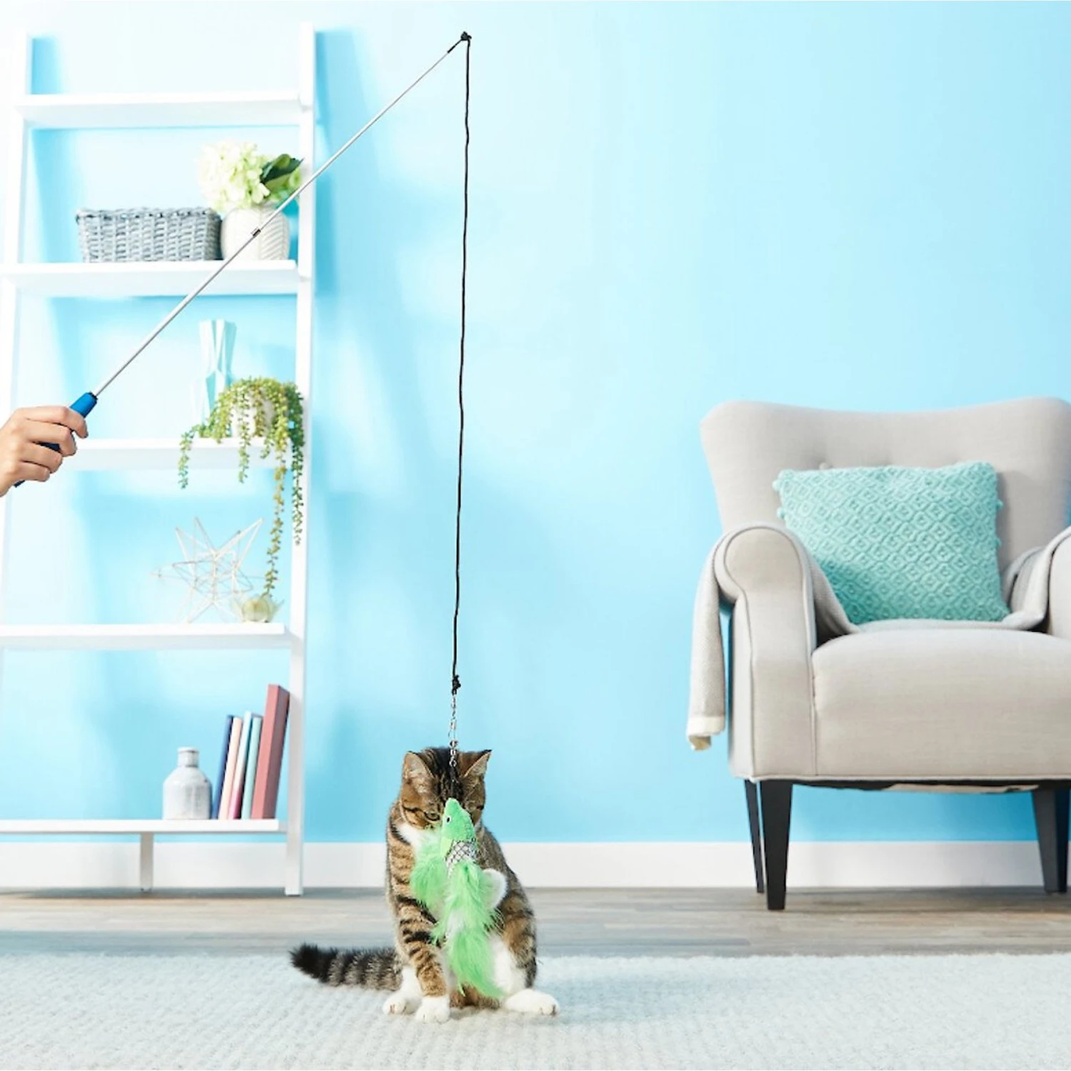 Pet Fit For Life 2 Fish Feather Wand Cat Toy 5 Pet Fit For Life 2 Fish Feather Wand Cat Toy - Image 3