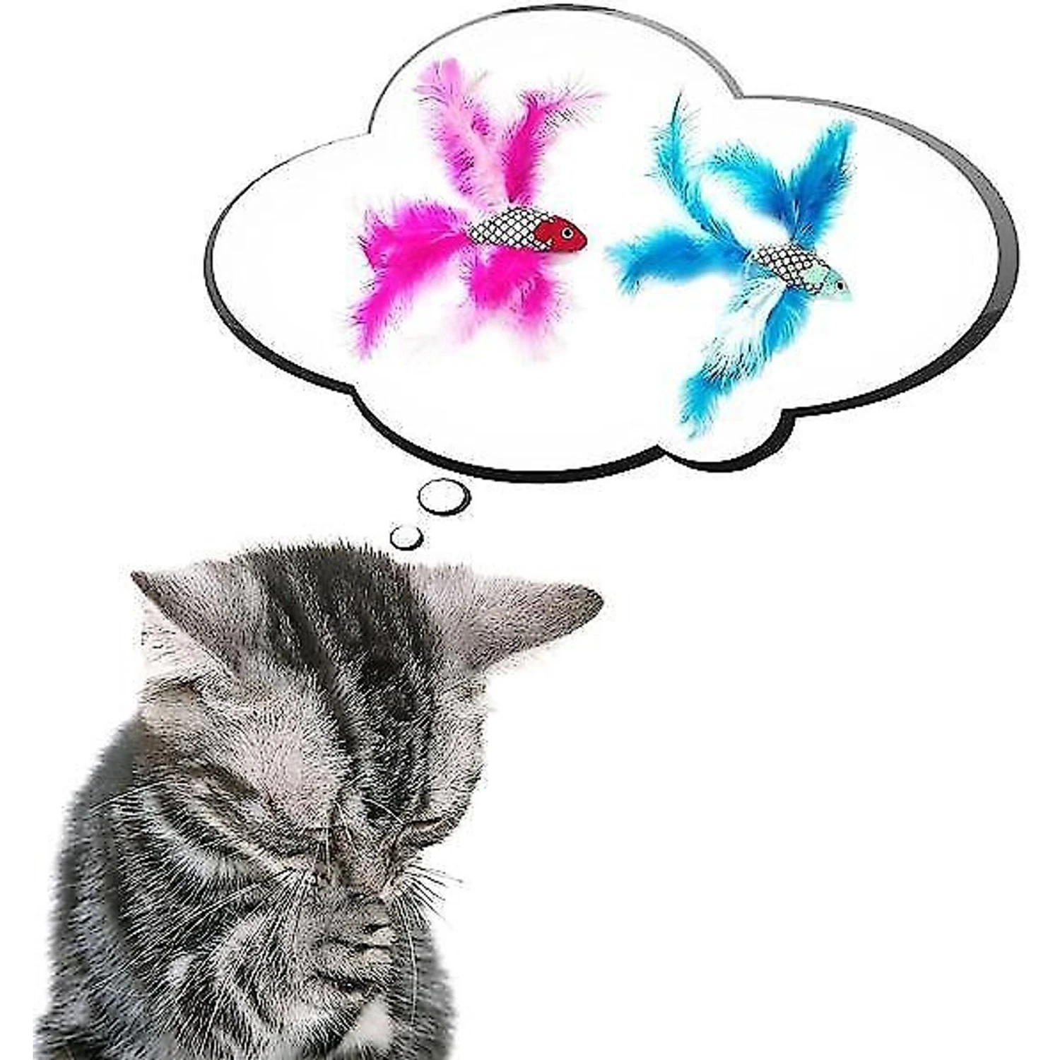 Pet Fit For Life 2 Fish Feather Wand Cat Toy 6 Pet Fit For Life 2 Fish Feather Wand Cat Toy - Image 4