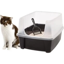 IRIS USA Open Top Litter Box With Scatter Shield & Scoop