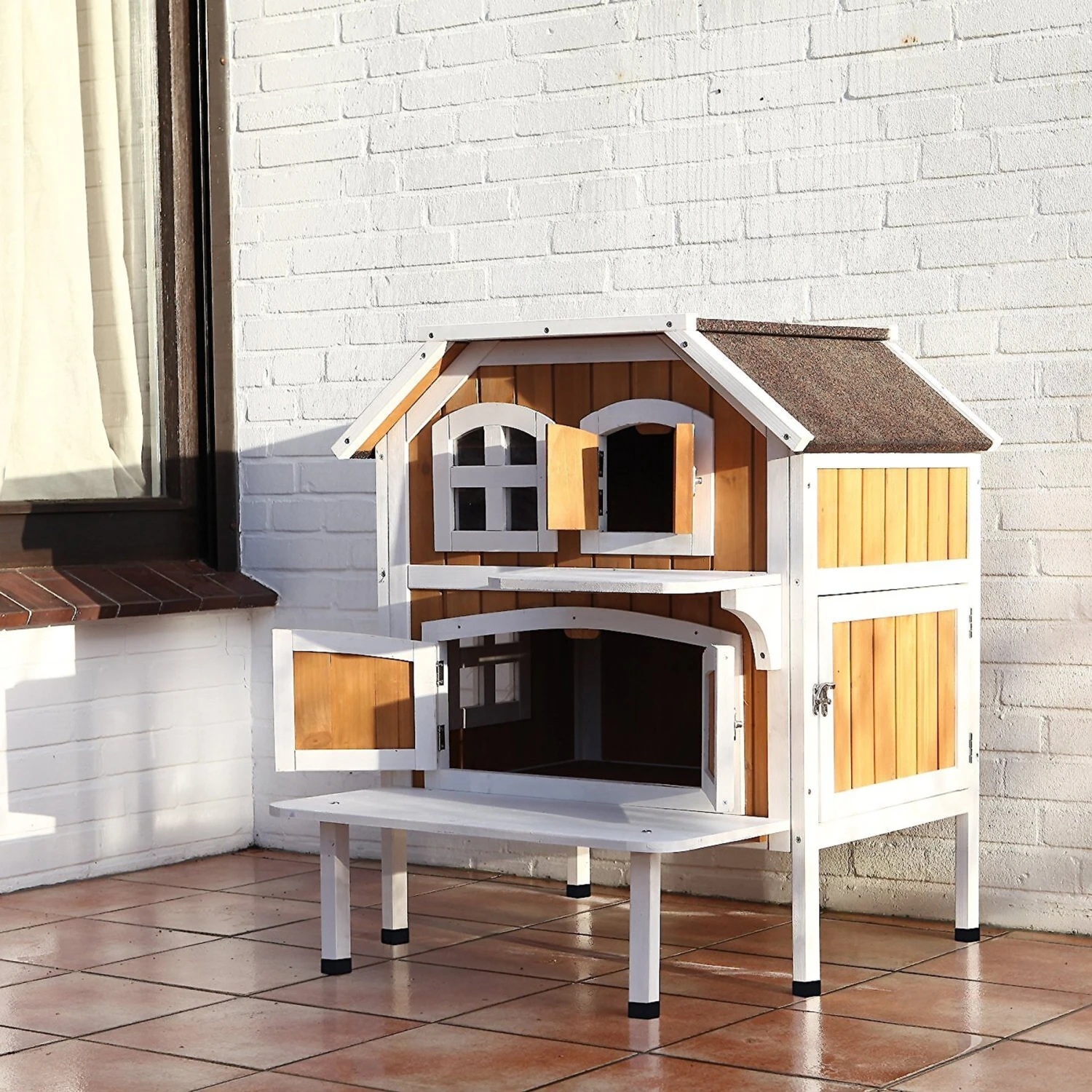 TRIXIE 2-Story Cottage Outdoor Wooden Cat House 3 TRIXIE 2-Story Cottage Outdoor Wooden Cat House