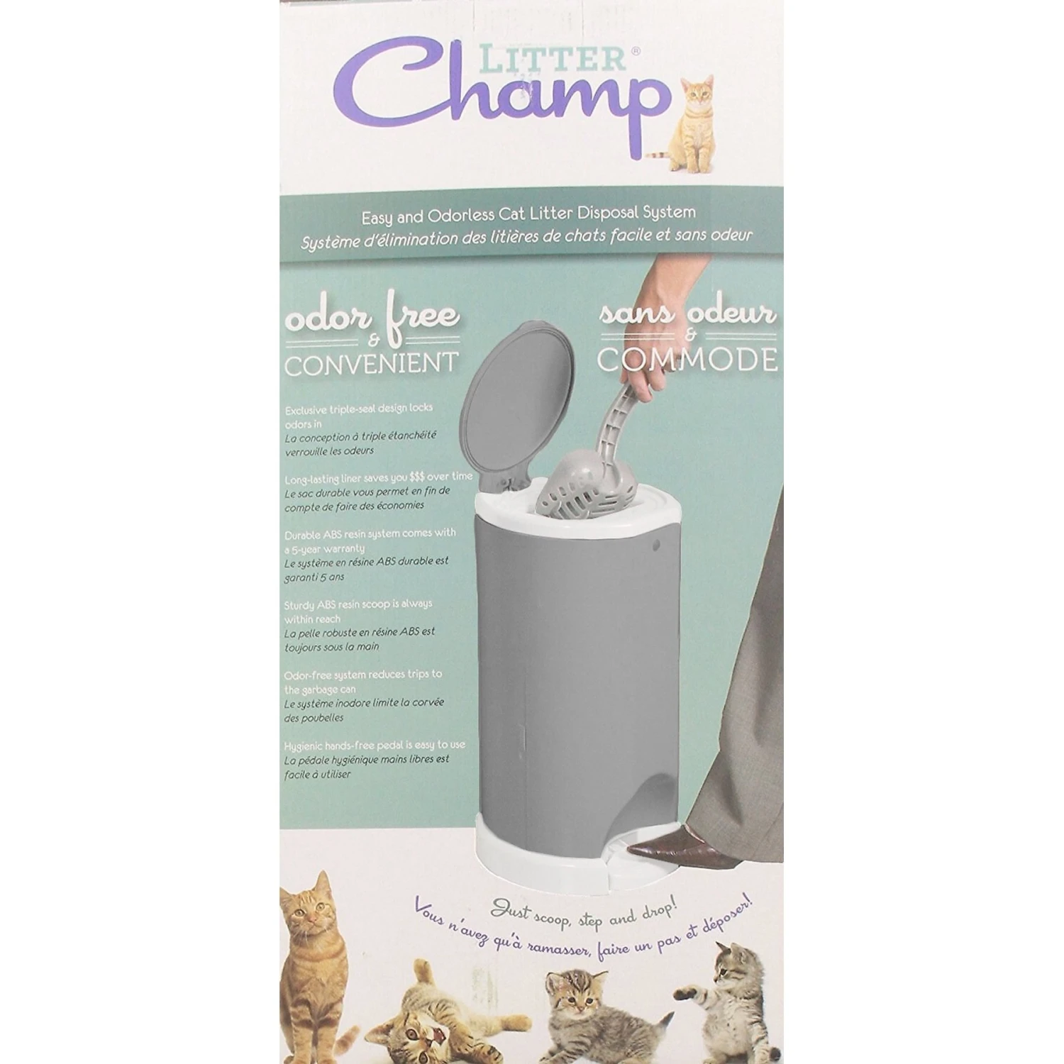 Litter Champ Premium Odor-Free Cat Litter Waste Disposal System, Grey 4 Litter Champ Premium Odor-Free Cat Litter Waste Disposal System, Grey - Image 2