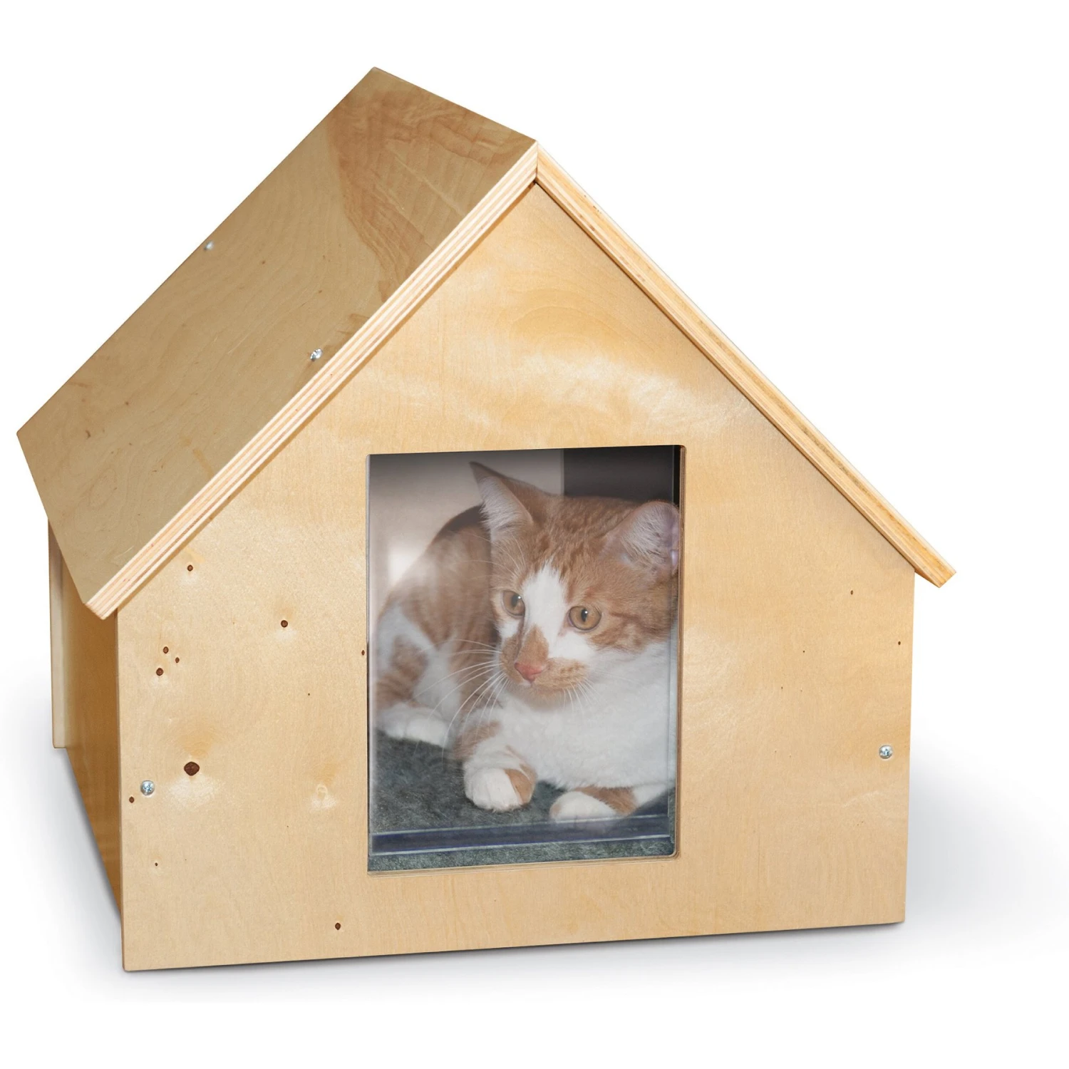 K&H Pet Products Birchwood Manor Indoor & Outdoor Wooden Cat House, Natural Wood 3 K&H Pet Products Birchwood Manor Indoor & Outdoor Wooden Cat House, Natural Wood