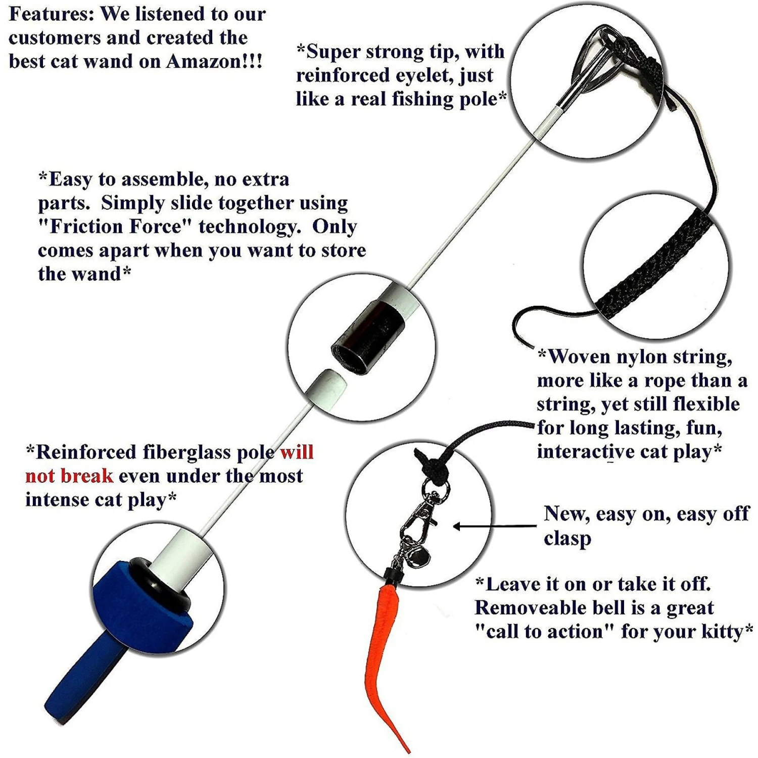 Pet Fit For Life 5 Piece Squiggly Worm Wand Cat Toy 10 Pet Fit For Life 5 Piece Squiggly Worm Wand Cat Toy - Image 8