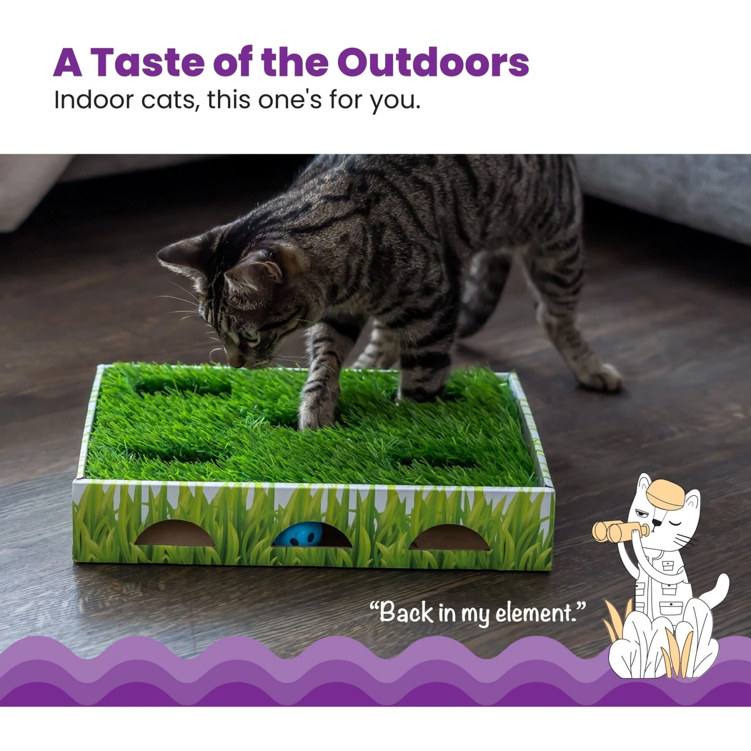 Catstages Grass Patch Hunting Box Cat Scratcher Toy 4 Catstages Grass Patch Hunting Box Cat Scratcher Toy - Image 2