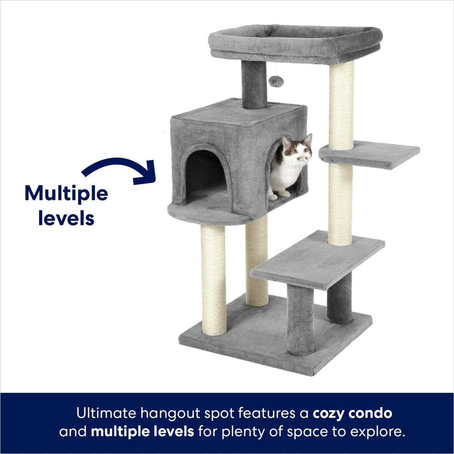 Frisco 48-in Heavy Duty Faux Fur Cat Tree & Condo 5 Frisco 48-in Heavy Duty Faux Fur Cat Tree & Condo - Image 3