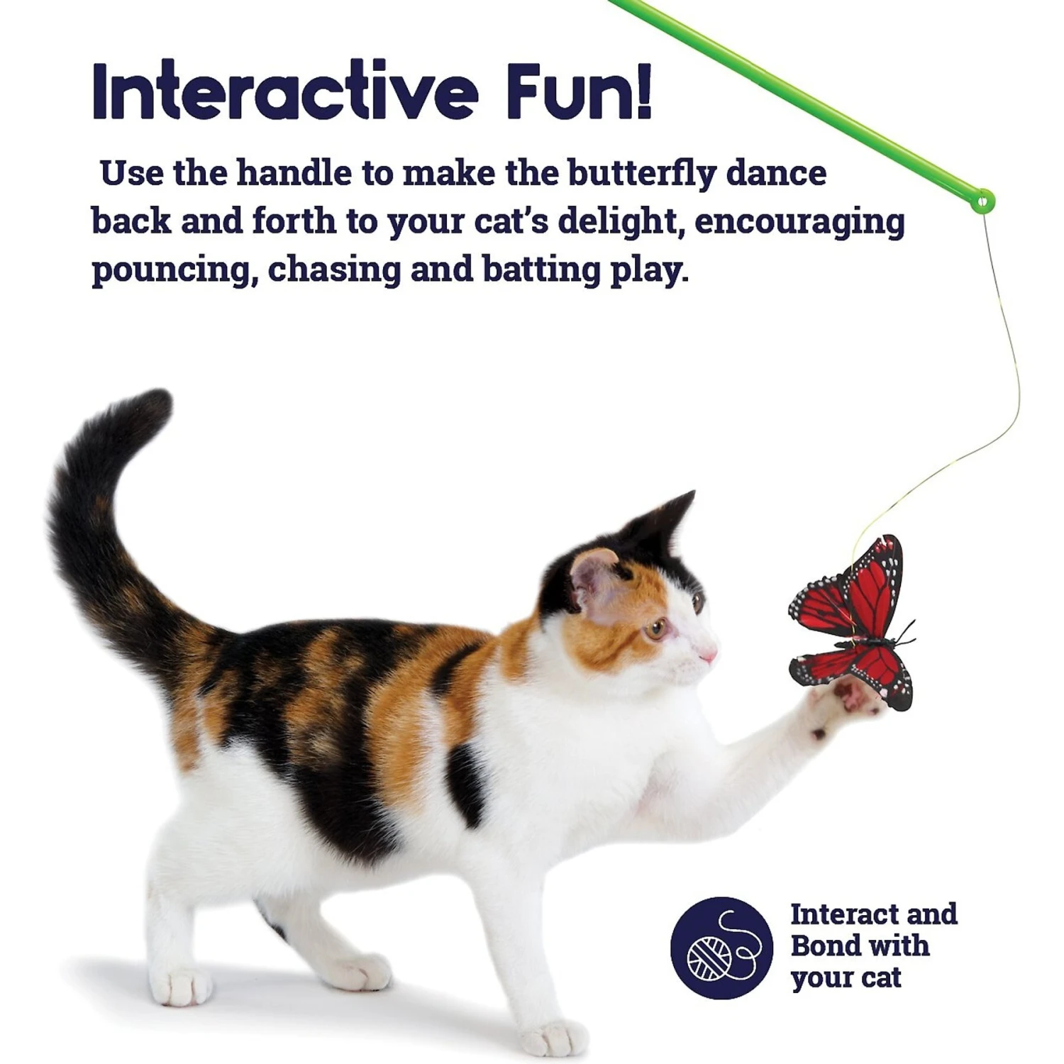Catstages Butterfly Cat Wand Toy 4 Catstages Butterfly Cat Wand Toy - Image 2