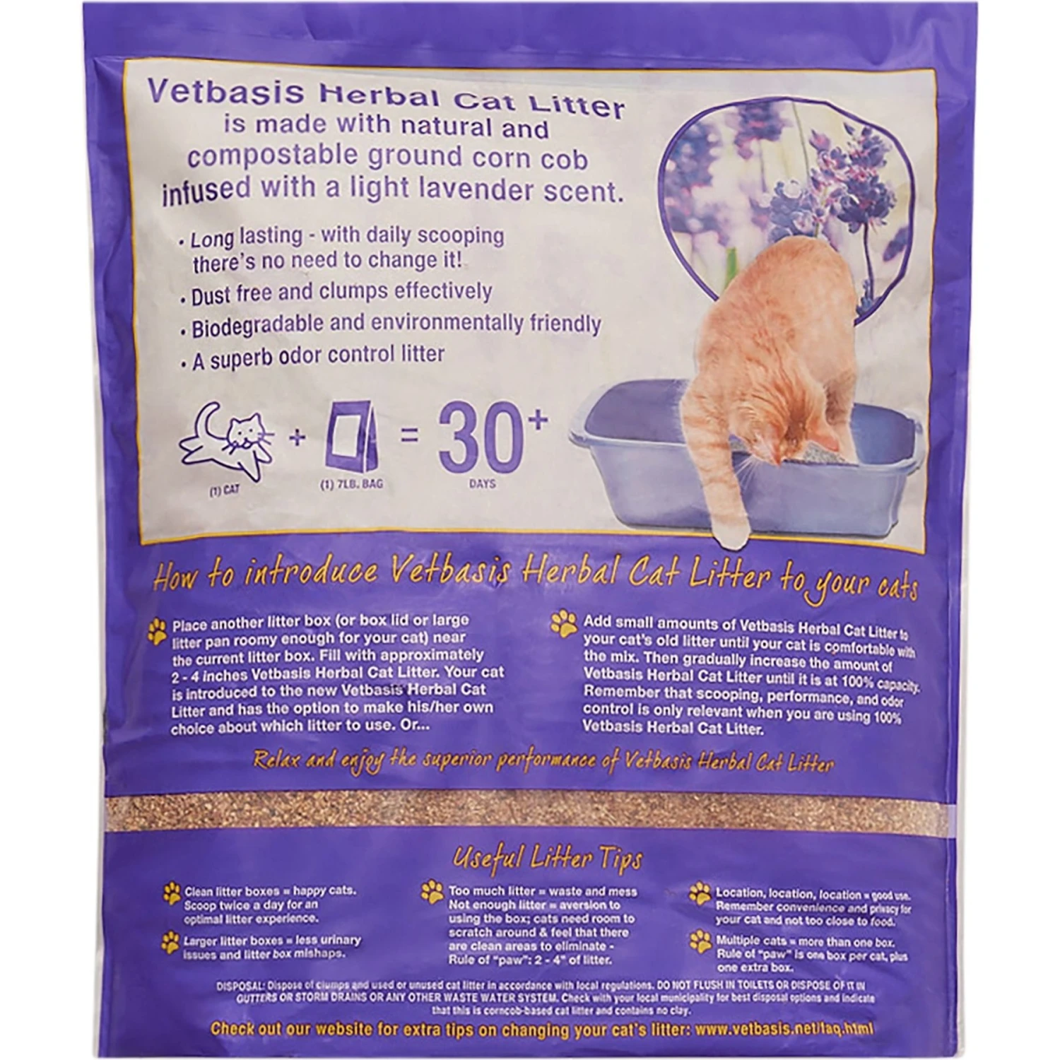 Vetbasis Herbal Lavender Scented Clumping Corn Cat Litter 4 Vetbasis Herbal Lavender Scented Clumping Corn Cat Litter - Image 2
