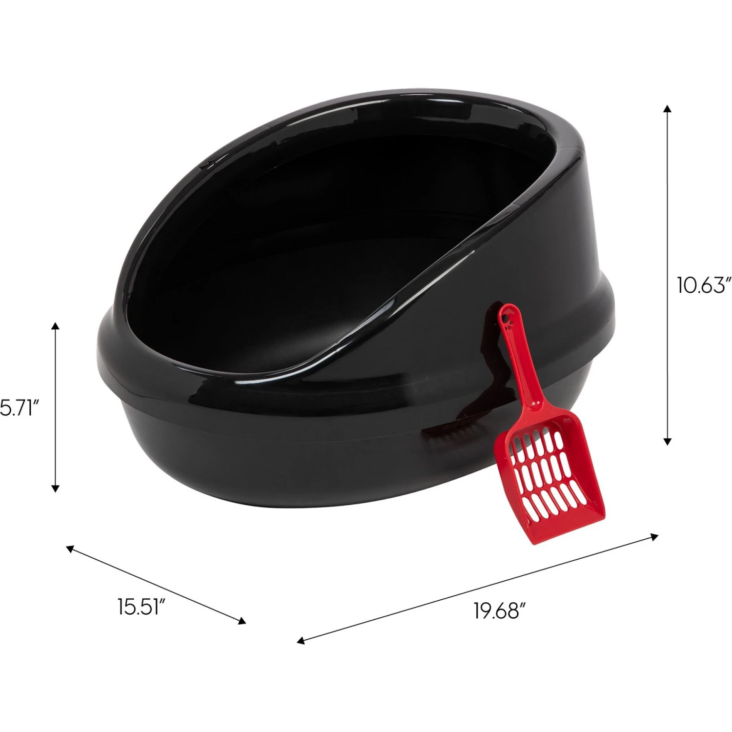 IRIS USA Large High-Back Open Top Cat Litter Pan With Scatter Shield & Scoop 4 IRIS USA Large High-Back Open Top Cat Litter Pan With Scatter Shield & Scoop - Image 2