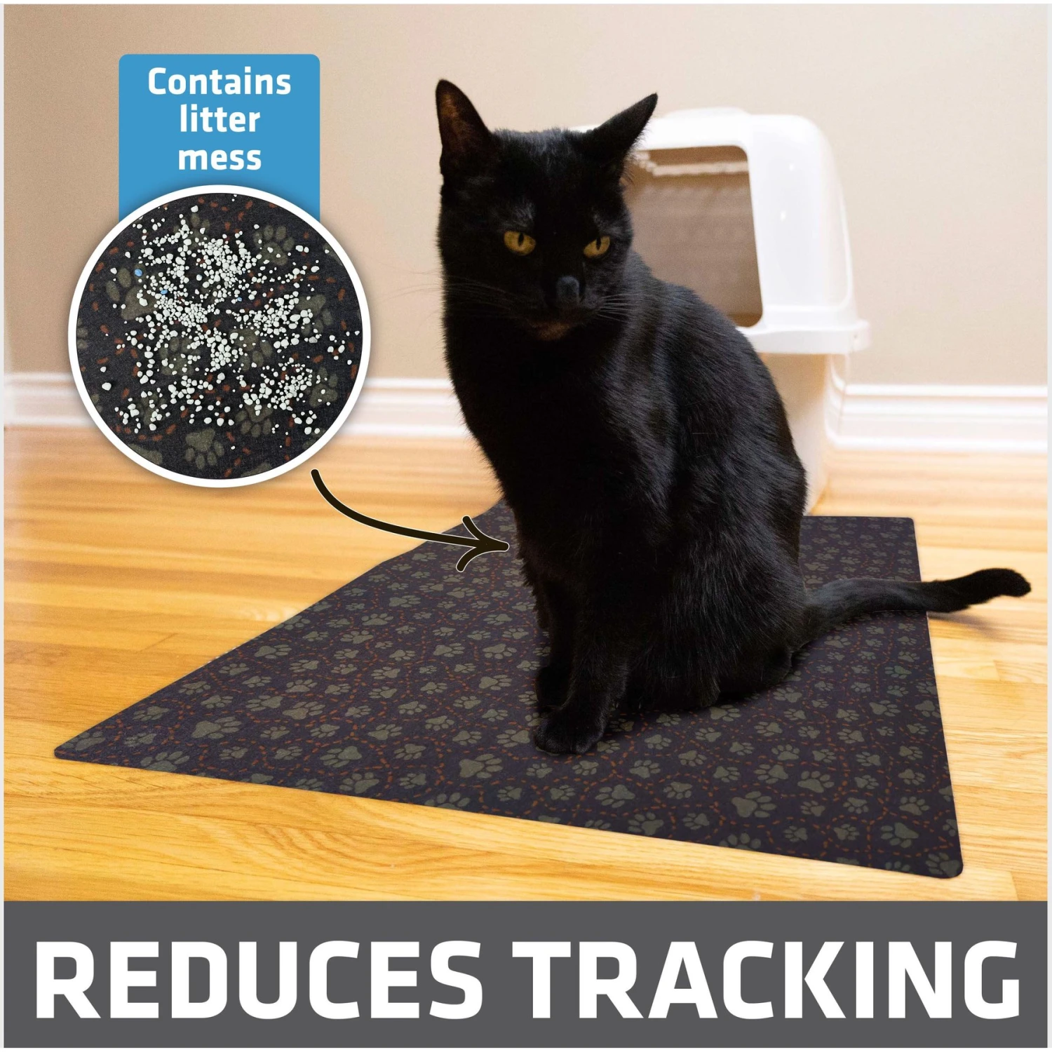 Drymate Protective & Decorative Cat Litter Mat, Paw Path Tan, Large, 20-in X 28-in 4 Drymate Protective & Decorative Cat Litter Mat, Paw Path Tan, Large, 20-in X 28-in - Image 2