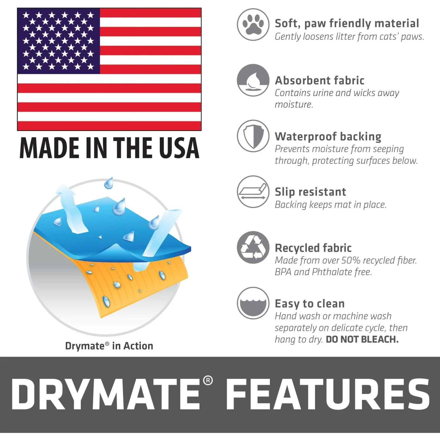 Drymate Premium Debossed Paw Cat Litter Trapping Mat, Taupe, X-Large, 28-in X 34-in 9 Drymate Premium Debossed Paw Cat Litter Trapping Mat, Taupe, X-Large, 28-in X 34-in - Image 7