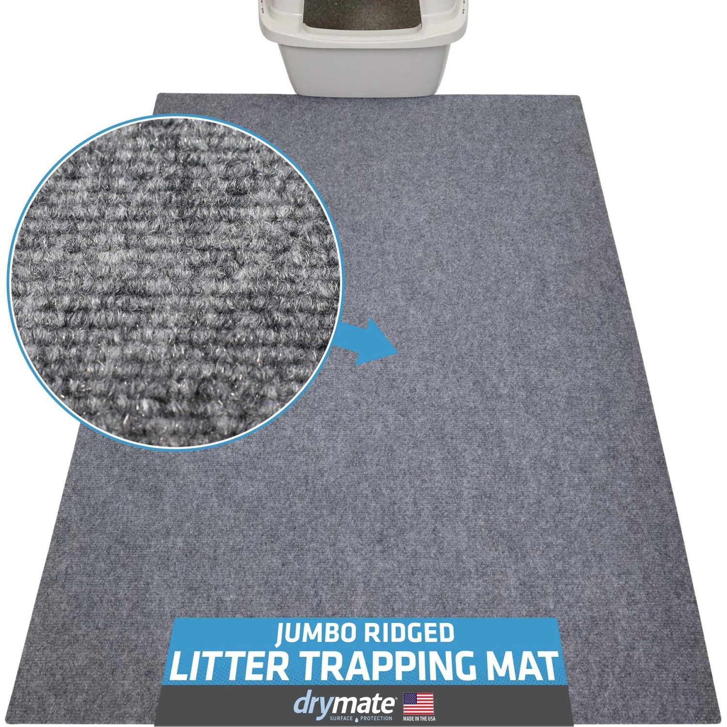 Drymate Jumbo Ridged Cat Litter Trapping Mat, Grey, 36-in X 47-in 3 Drymate Jumbo Ridged Cat Litter Trapping Mat, Grey, 36-in X 47-in