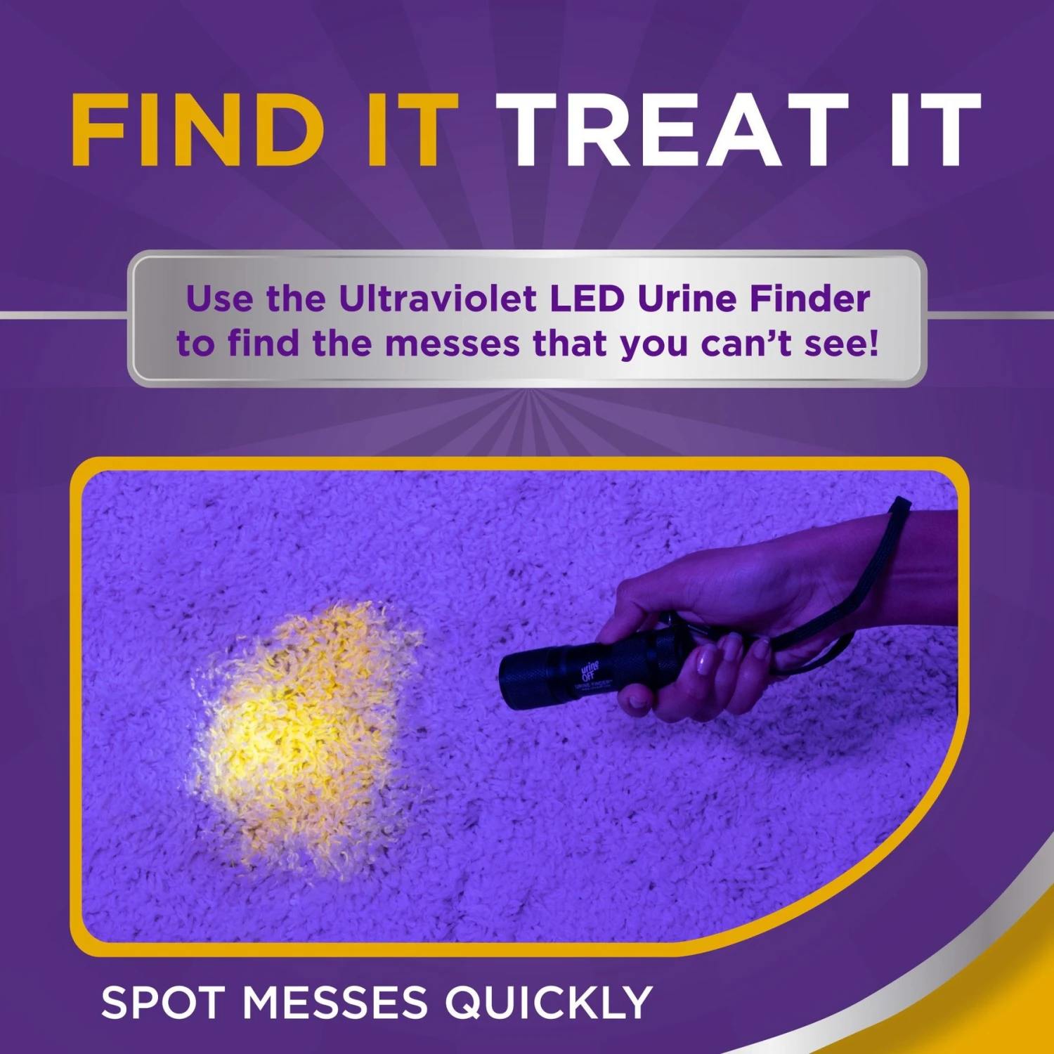 Urine Off Find It & Treat It Kit Stain & Odor Remover & Hi-Power LED Urine Finder 6 Urine Off Find It & Treat It Kit Stain & Odor Remover & Hi-Power LED Urine Finder - Image 4