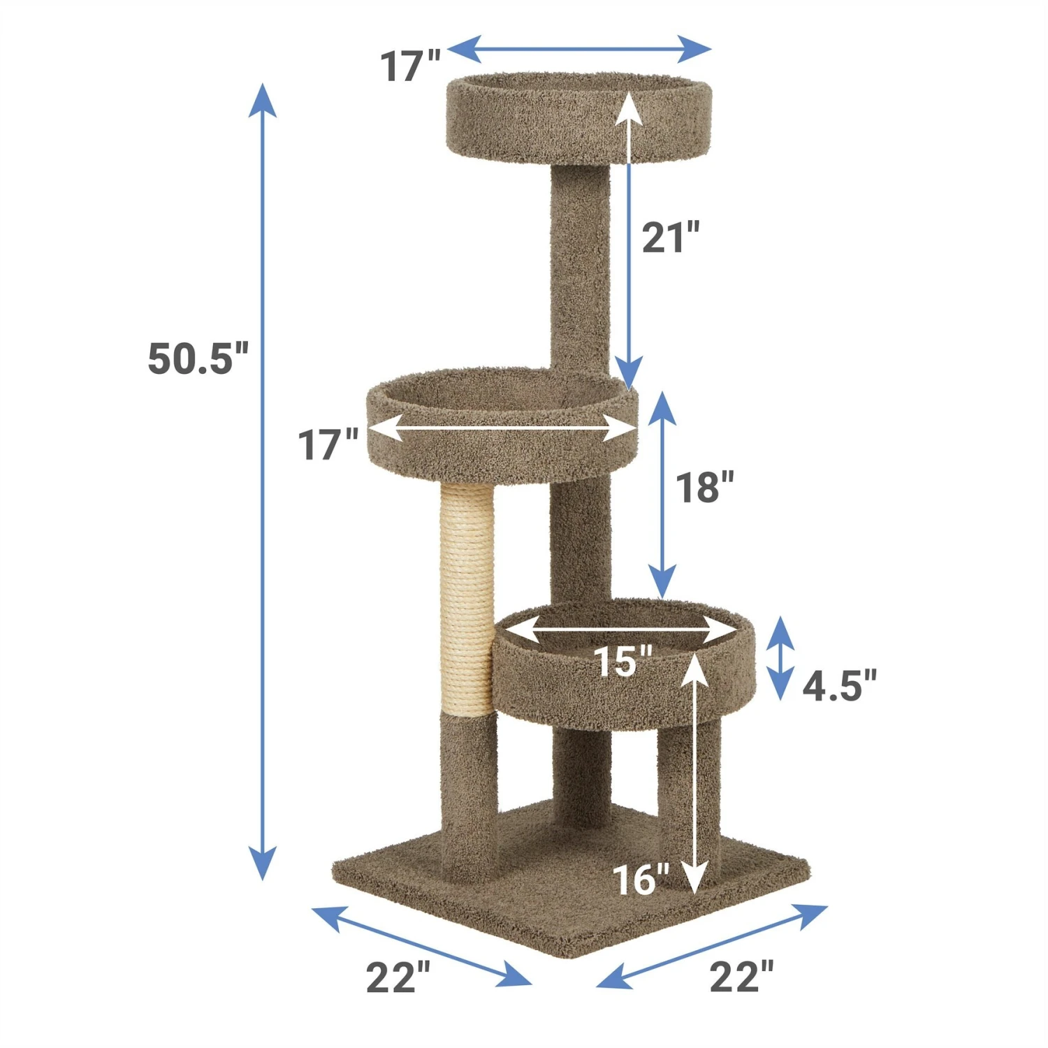 Frisco 50-in Real Carpet Wooden Cat Tree 4 Frisco 50-in Real Carpet Wooden Cat Tree - Image 2