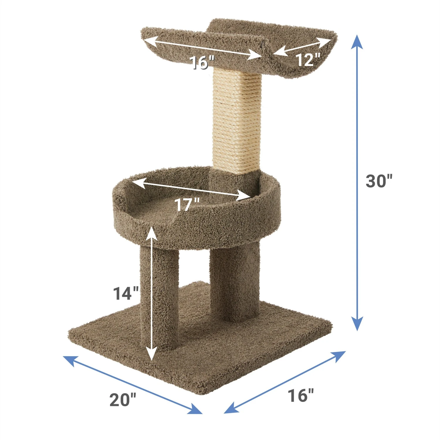 Frisco 30-in Real Carpet Wooden Cat Tree 4 Frisco 30-in Real Carpet Wooden Cat Tree - Image 2