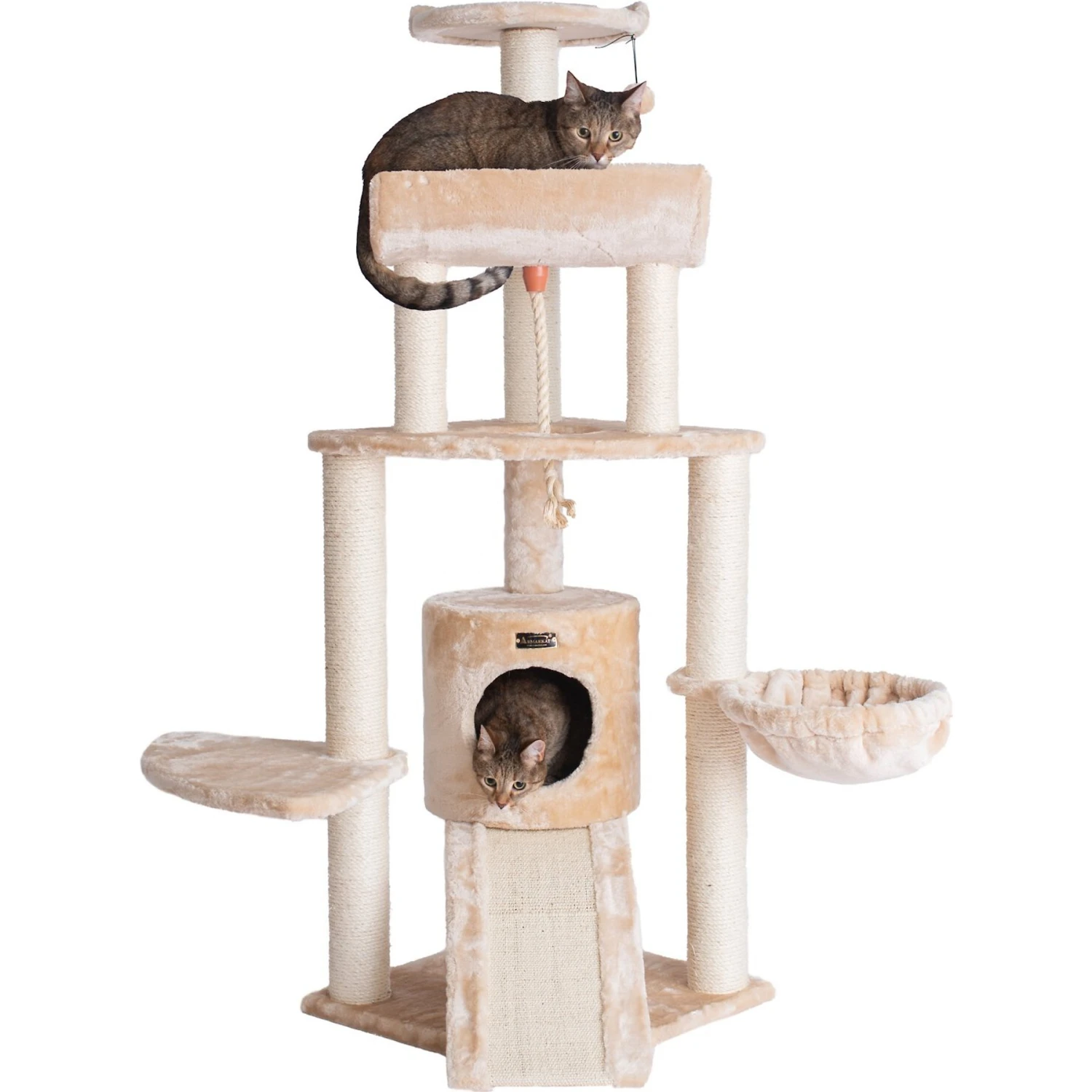 Armarkat 58-in Cat Tower & Ramp Cat Tree, Beige 3 Armarkat 58-in Cat Tower & Ramp Cat Tree, Beige