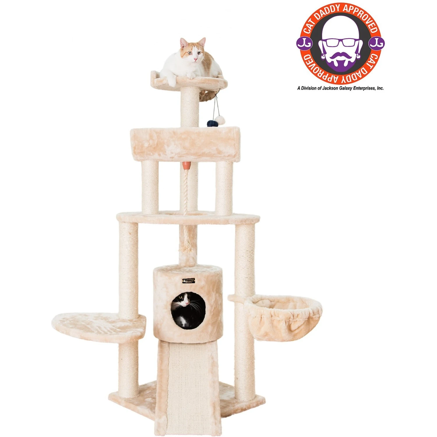 Armarkat 58-in Cat Tower & Ramp Cat Tree, Beige 5 Armarkat 58-in Cat Tower & Ramp Cat Tree, Beige - Image 3