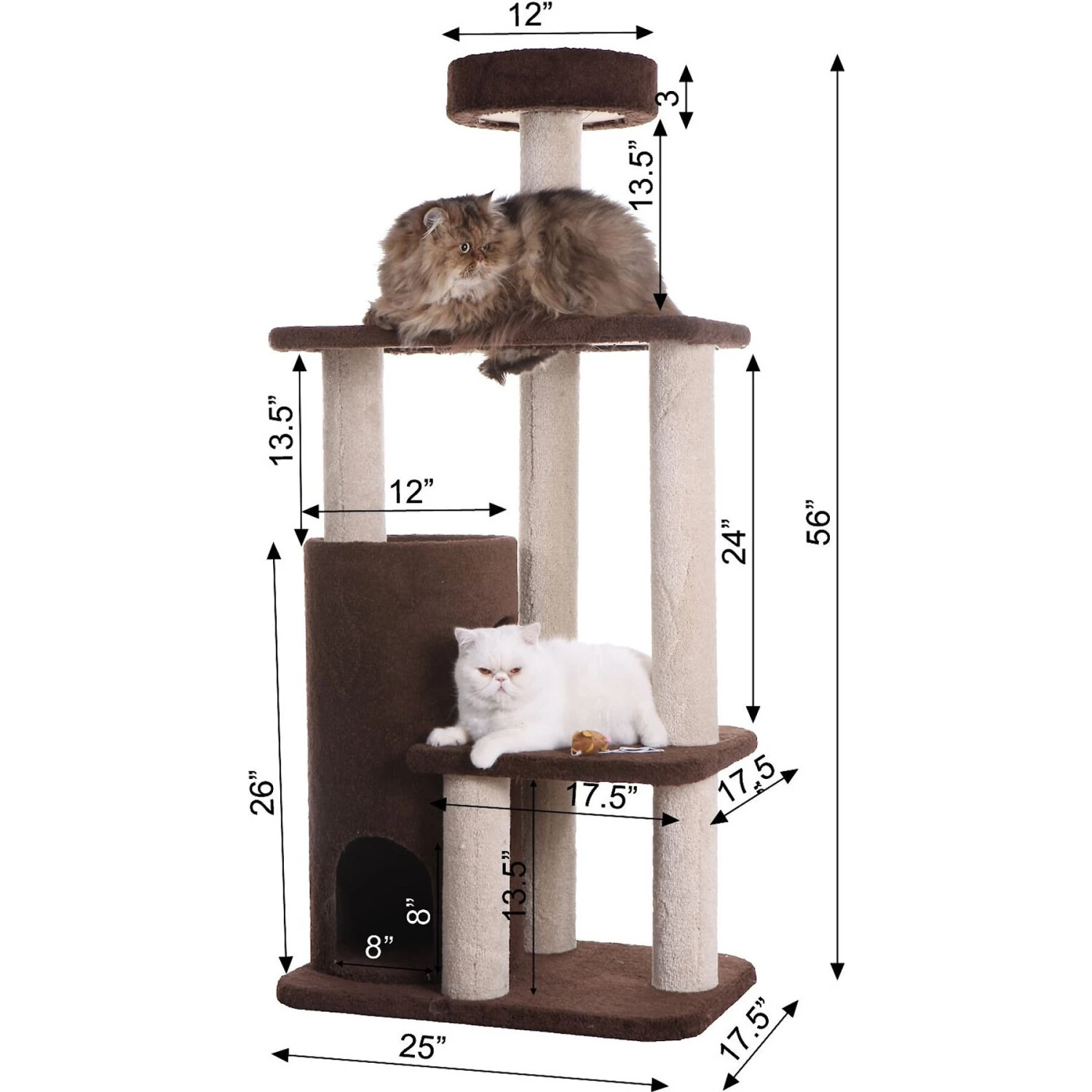 Armarkat 56-in Carpeted Condo Cat Tree, Brown 4 Armarkat 56-in Carpeted Condo Cat Tree, Brown - Image 2