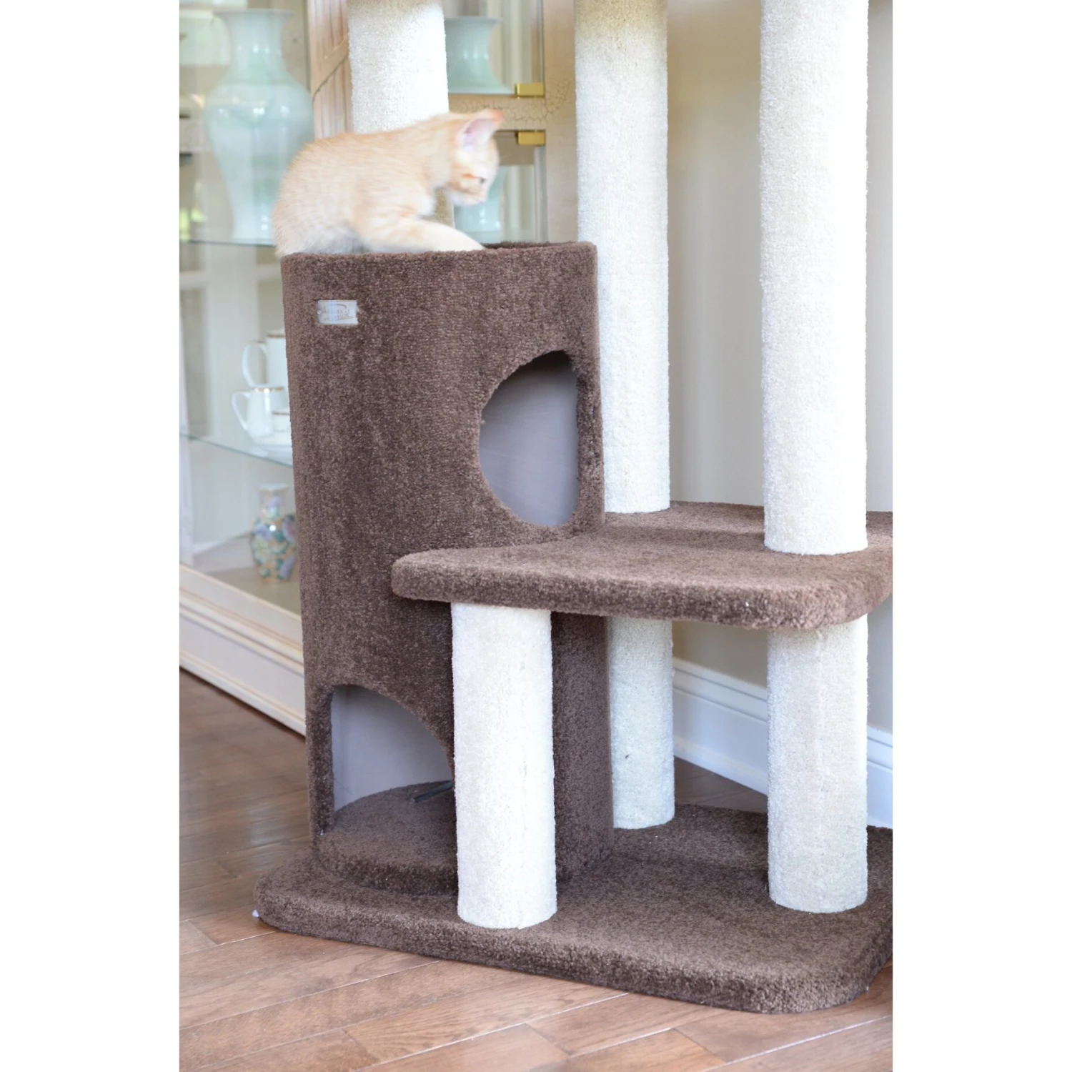 Armarkat 56-in Carpeted Condo Cat Tree, Brown 7 Armarkat 56-in Carpeted Condo Cat Tree, Brown - Image 5