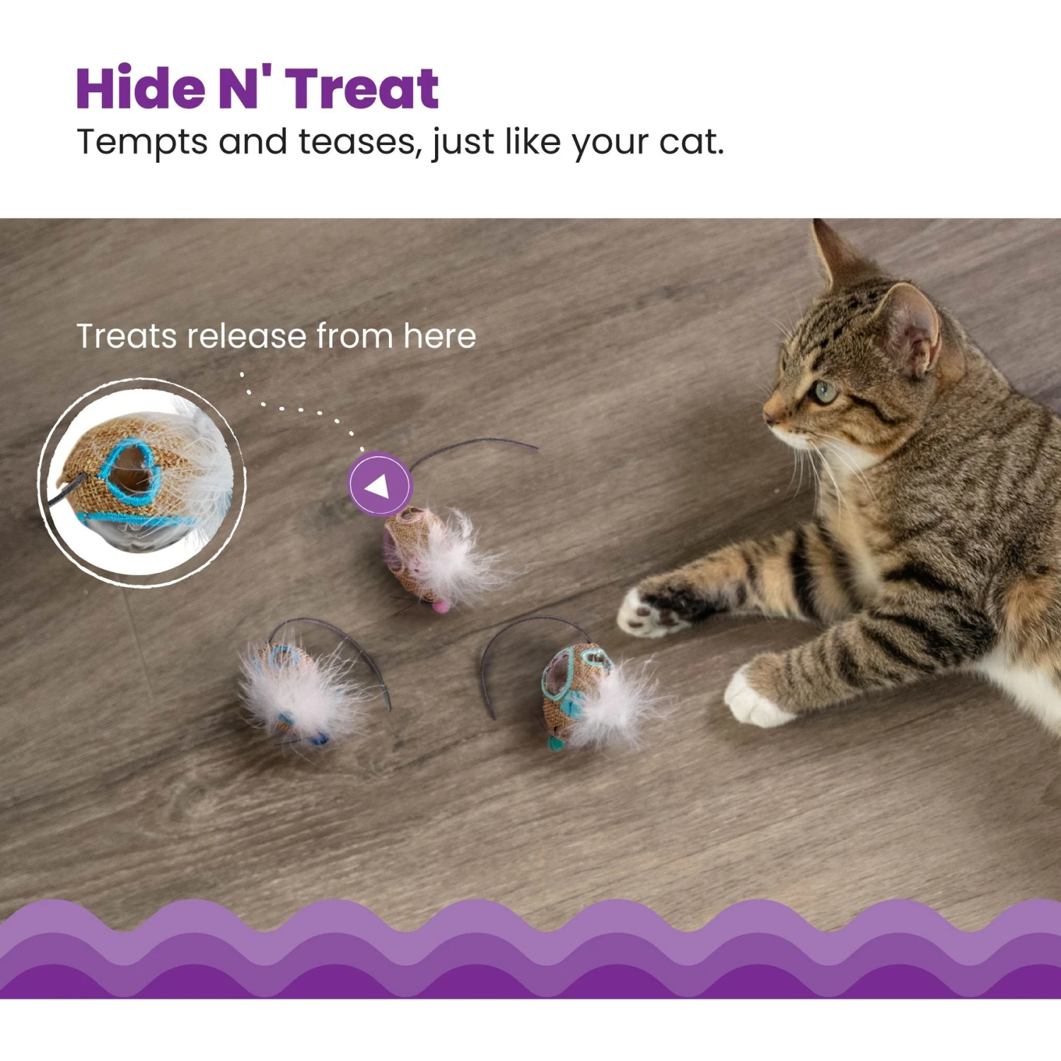 Catstages Mousin' Around Hide 'N Treat Dispenser Cat Toy, 3 Count 4 Catstages Mousin' Around Hide 'N Treat Dispenser Cat Toy, 3 Count - Image 2