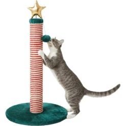 Frisco Holiday 29.5-in Candy Cane Sisal Cat Scratching Post With Toy -Pet Supplies Store 236565 PT2. AC SS1800 V1601342456