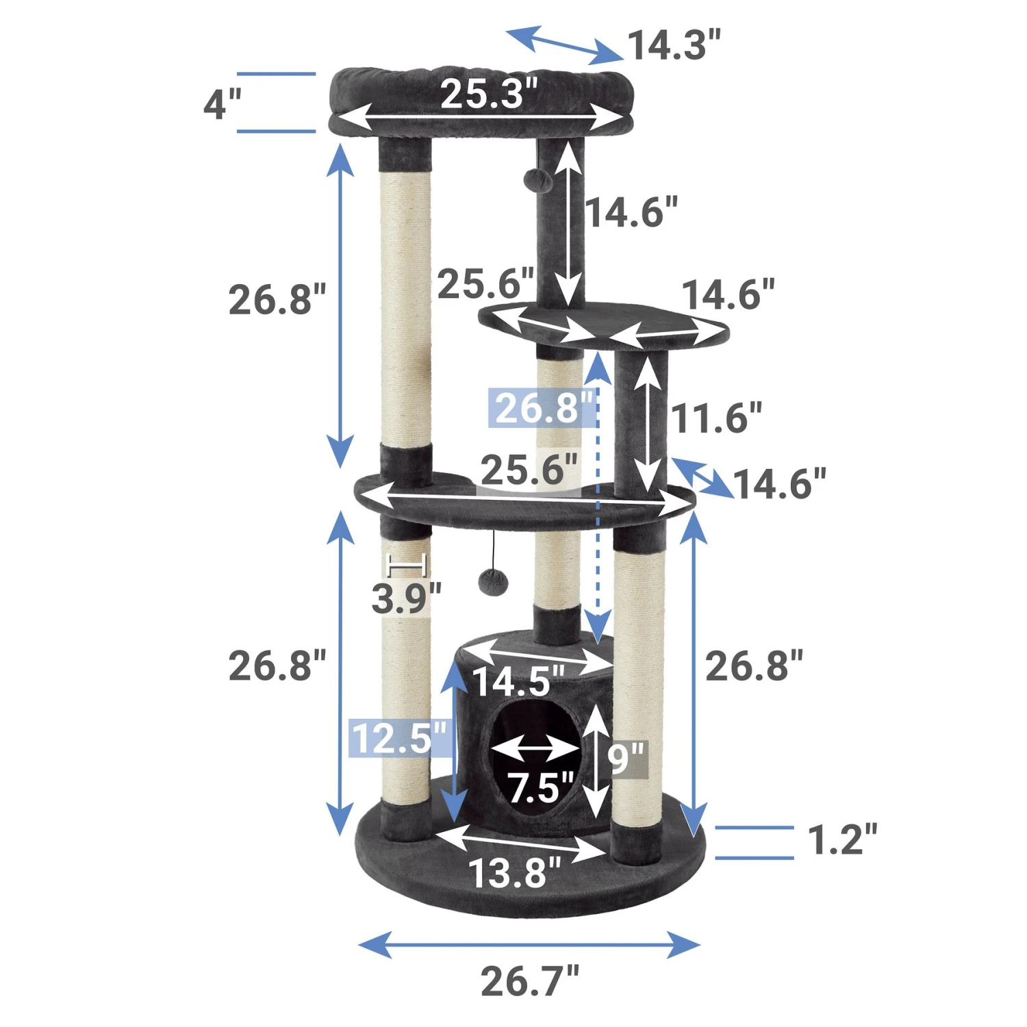 Frisco Heavy Duty Faux Fur Cat Tree & Condo 4 Frisco Heavy Duty Faux Fur Cat Tree & Condo - Image 2