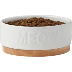 Frisco Round Meow Non-skid Ceramic Cat Bowl With Wood Base 11 Frisco Round Meow Non-skid Ceramic Cat Bowl With Wood Base -Pet Supplies Store 256078 PT3. AC SS1800 V1615313181