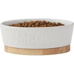 Frisco Oval Meow Non-skid Ceramic Cat Bowl With Wood Base 11 Frisco Oval Meow Non-skid Ceramic Cat Bowl With Wood Base -Pet Supplies Store 256080 PT3. AC SS1800 V1615312053