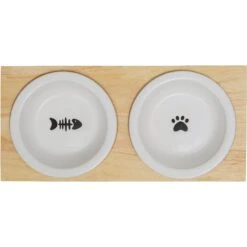 Frisco Double Elevated Cat Bowl With Wood Stand -Pet Supplies Store 256082 PT4. AC SS1800 V1615313792