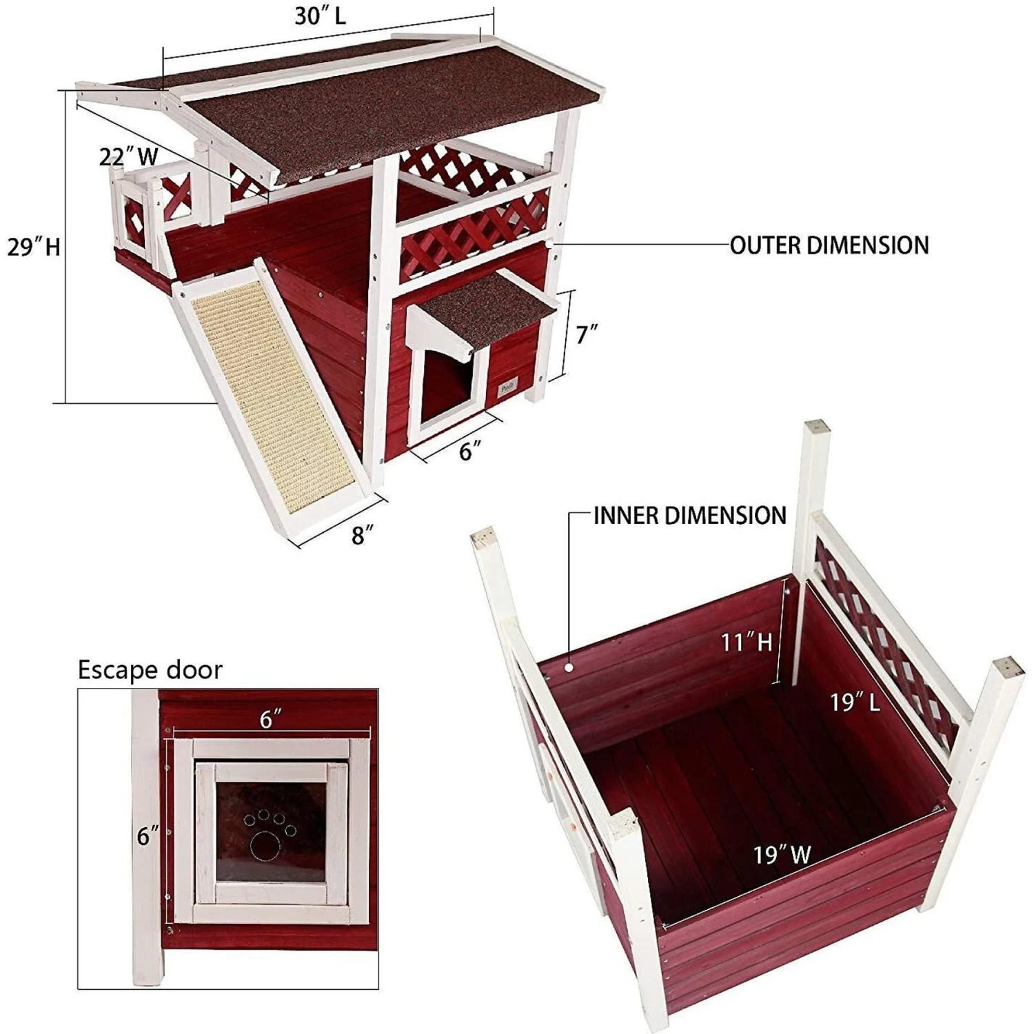 Petsfit Outdoor Cat House With Scratching Pad 4 Petsfit Outdoor Cat House With Scratching Pad - Image 2