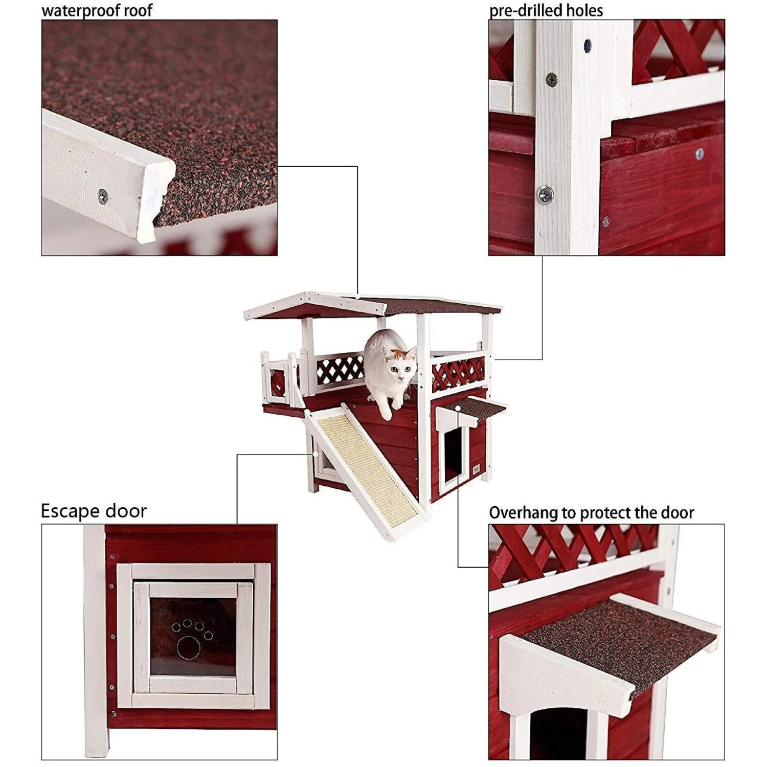 Petsfit Outdoor Cat House With Scratching Pad 5 Petsfit Outdoor Cat House With Scratching Pad - Image 3