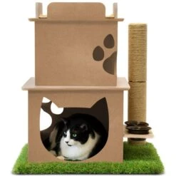 On2Pets Modern Wooden Cat House & Loft, Beige -Pet Supplies Store 262110 PT2. AC SS1800 V1671027828