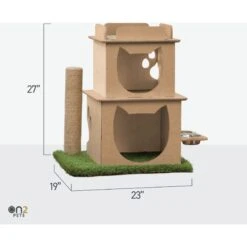 On2Pets Modern Wooden Cat House & Loft, Beige -Pet Supplies Store 262110 PT3. AC SS1800 V1671029933