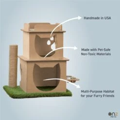 On2Pets Modern Wooden Cat House & Loft, Beige -Pet Supplies Store 262110 PT4. AC SS1800 V1671029871