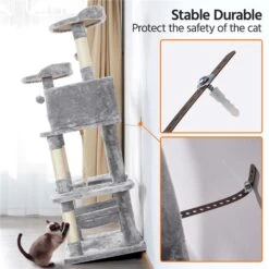 Yaheetech 58-in Plush Cat Tree & Condo, Light Gray -Pet Supplies Store 266562 PT7. AC SS1800 V1669909135