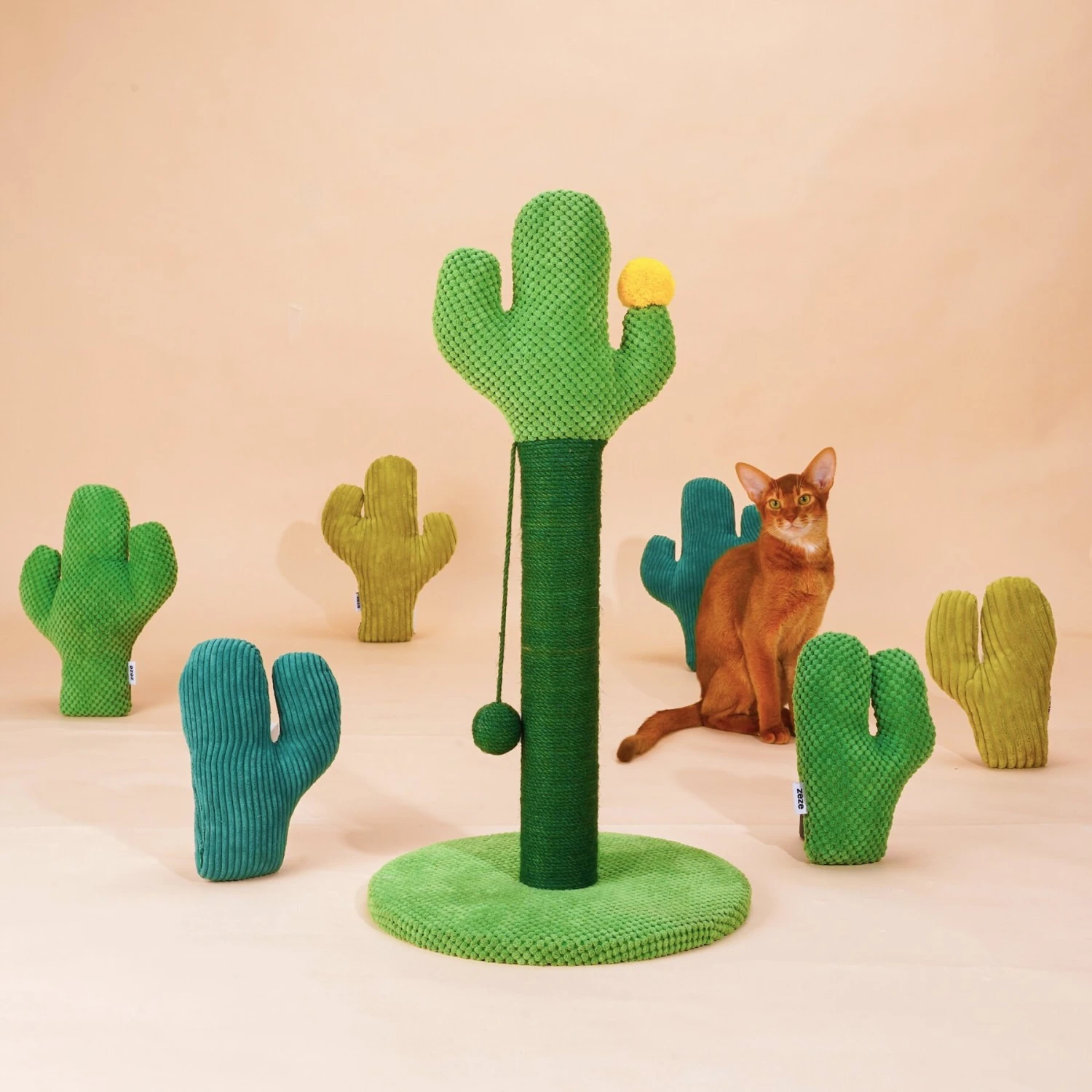 ZEZE Desert Cactus Woven Rope Cat Scratcher 3 ZEZE Desert Cactus Woven Rope Cat Scratcher