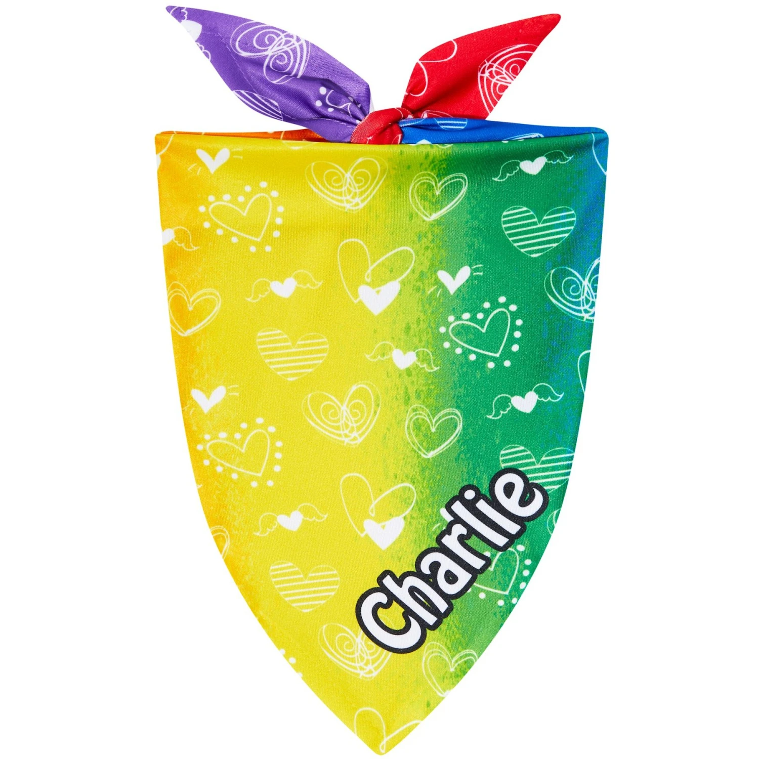 Frisco Rainbow Hearts Personalized Dog & Cat Bandana 3 Frisco Rainbow Hearts Personalized Dog & Cat Bandana