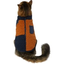 Frisco Lightweight Colorblock Dog & Cat Zippered Sherpa Fleece Vest, Blue/Brown -Pet Supplies Store 268191 PT2. AC SS1800 V1628797710