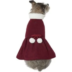 Frisco Mediumweight Pom Pom Bow Dog & Cat Peacoat Dress, Red -Pet Supplies Store 268200 PT2. AC SS1800 V1628797391