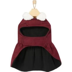 Frisco Mediumweight Pom Pom Bow Dog & Cat Peacoat Dress, Red -Pet Supplies Store 268200 PT5. AC SS1800 V1628824051