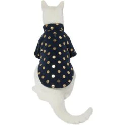 Frisco Lightweight Gold Dotted Dog & Cat Jacket, Navy -Pet Supplies Store 268247 PT2. AC SS1800 V1628741286