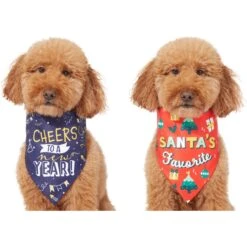 Frisco Santa's Favorite & Cheers To The New Year Dog & Cat Reversible Bandana -Pet Supplies Store 276285 PT2. AC SS1800 V1637719891
