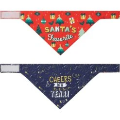 Frisco Santa's Favorite & Cheers To The New Year Dog & Cat Reversible Bandana -Pet Supplies Store 276285 PT4. AC SS1800 V1637679465