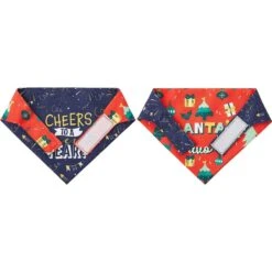 Frisco Santa's Favorite & Cheers To The New Year Dog & Cat Reversible Bandana -Pet Supplies Store 276285 PT5. AC SS1800 V1637709159