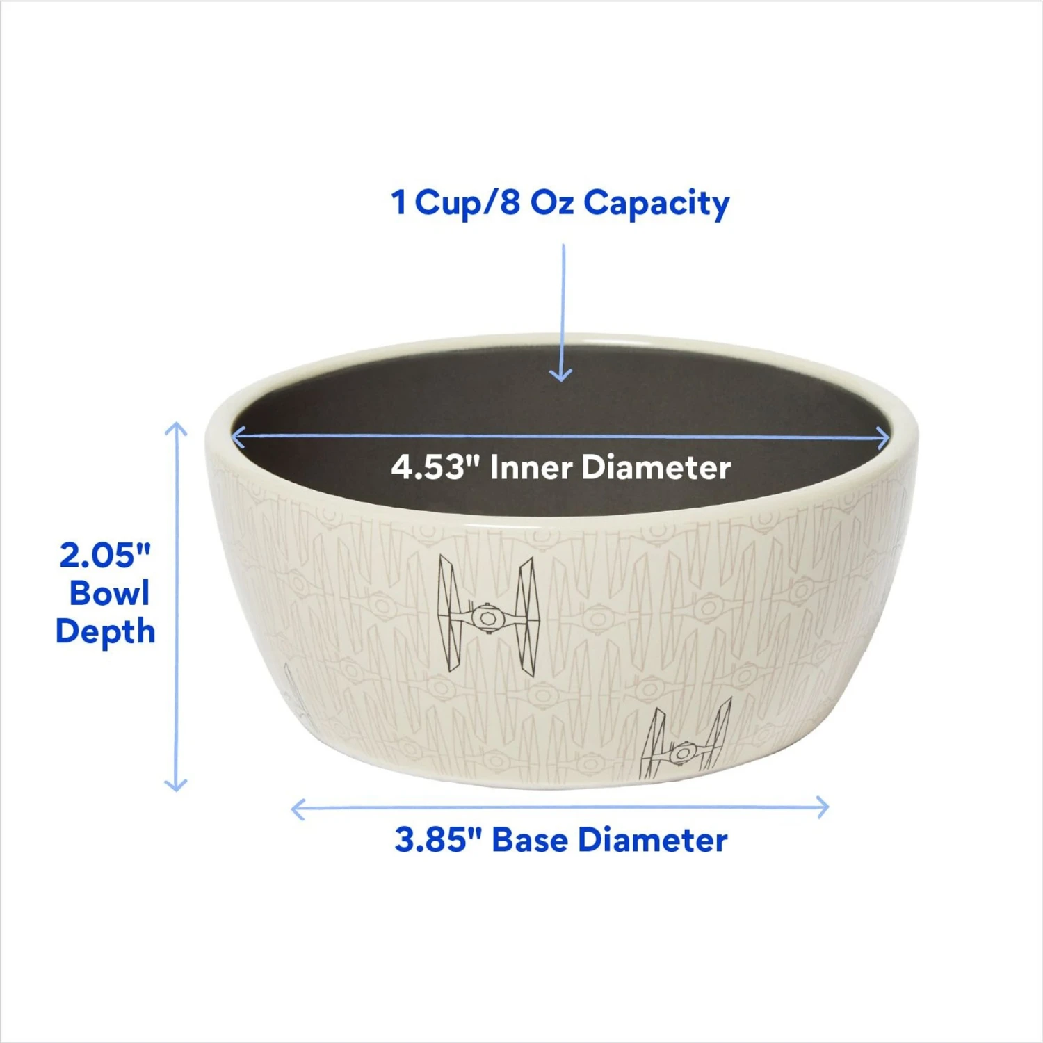 STAR WARS Tie Fighter No-Skid Ceramic Cat Bowl 4 STAR WARS Tie Fighter No-Skid Ceramic Cat Bowl - Image 2