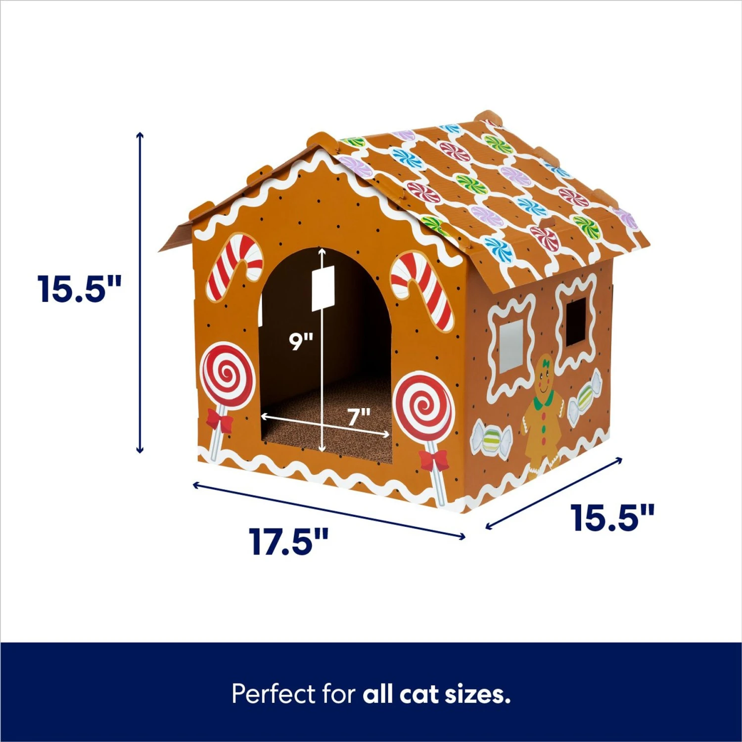 Frisco Holiday Gingerbread House Cardboard Cat House Cat Toy 4 Frisco Holiday Gingerbread House Cardboard Cat House Cat Toy - Image 2