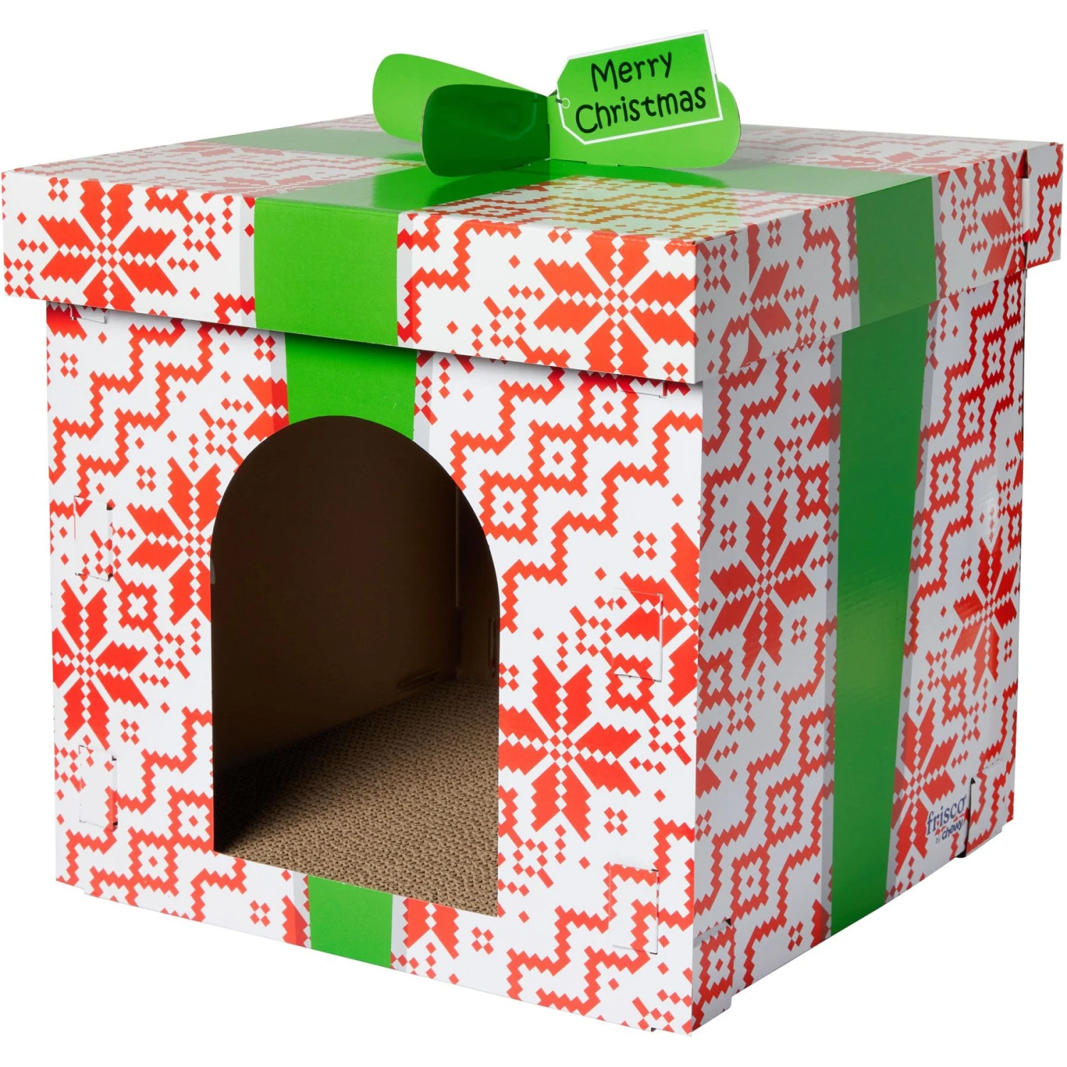 Frisco Holiday Gift Box Cardboard Cat House 3 Frisco Holiday Gift Box Cardboard Cat House