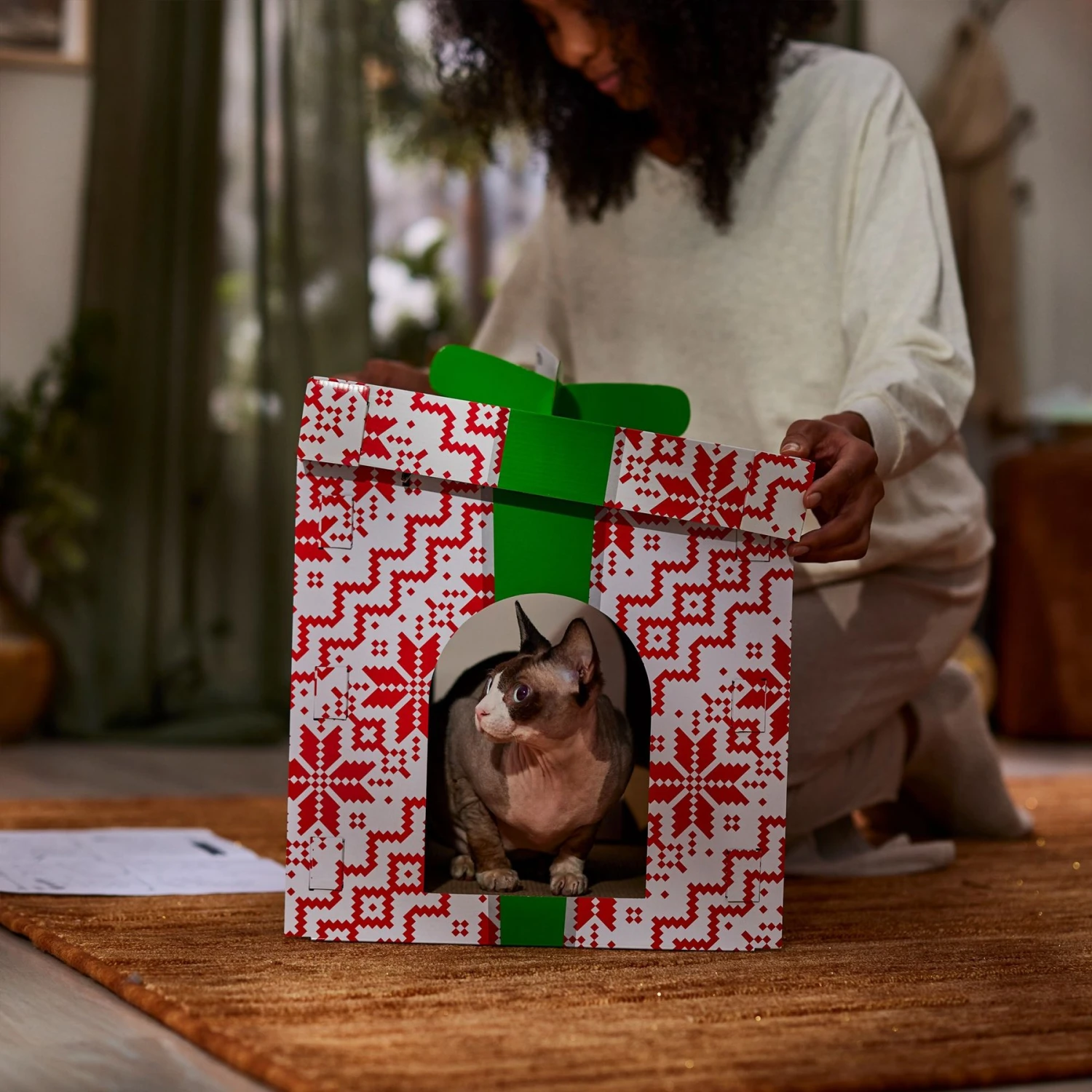 Frisco Holiday Gift Box Cardboard Cat House 6 Frisco Holiday Gift Box Cardboard Cat House - Image 4