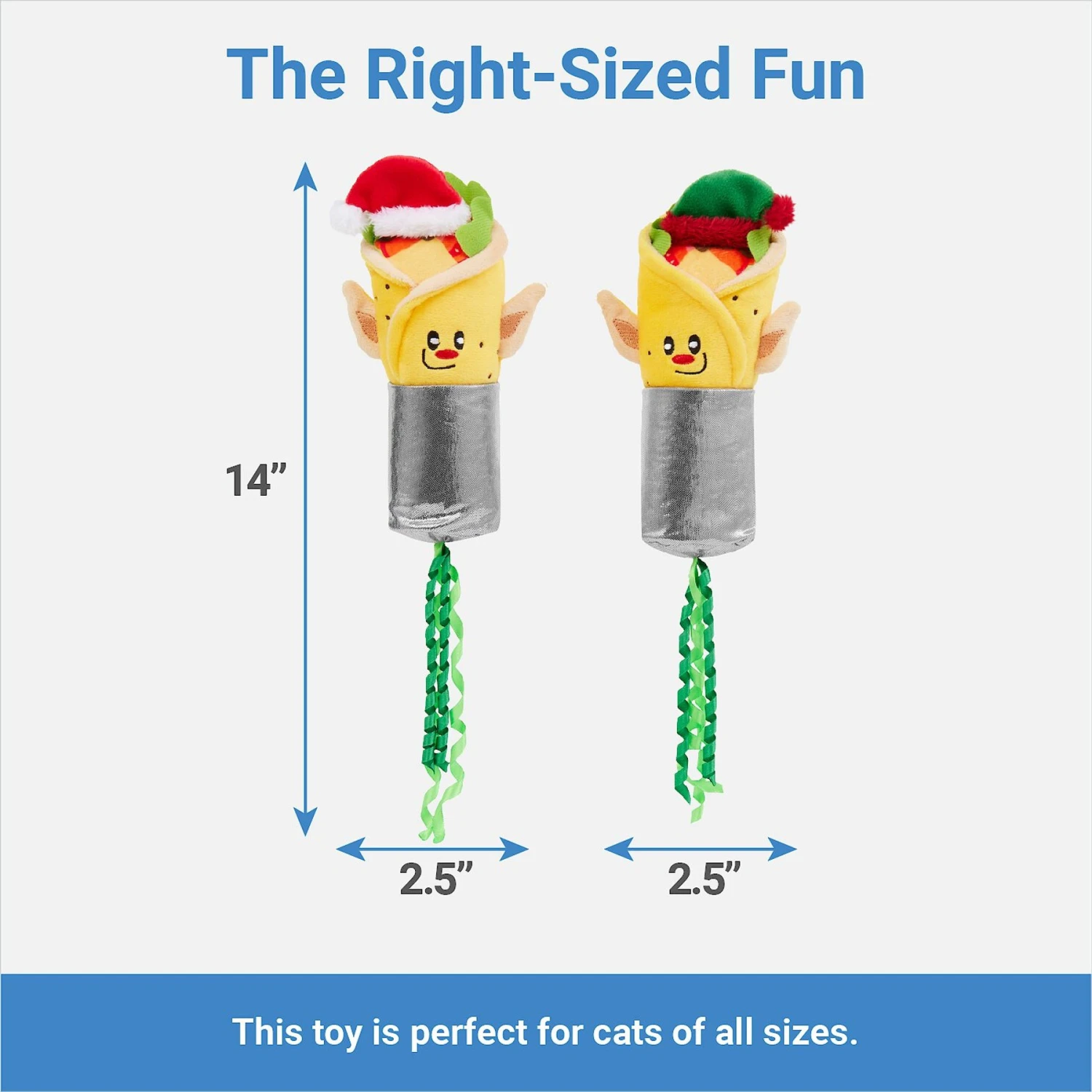 Frisco Holiday Elf Burrito Plush Cat Toy With Catnip, 2 Count 4 Frisco Holiday Elf Burrito Plush Cat Toy With Catnip, 2 Count - Image 2