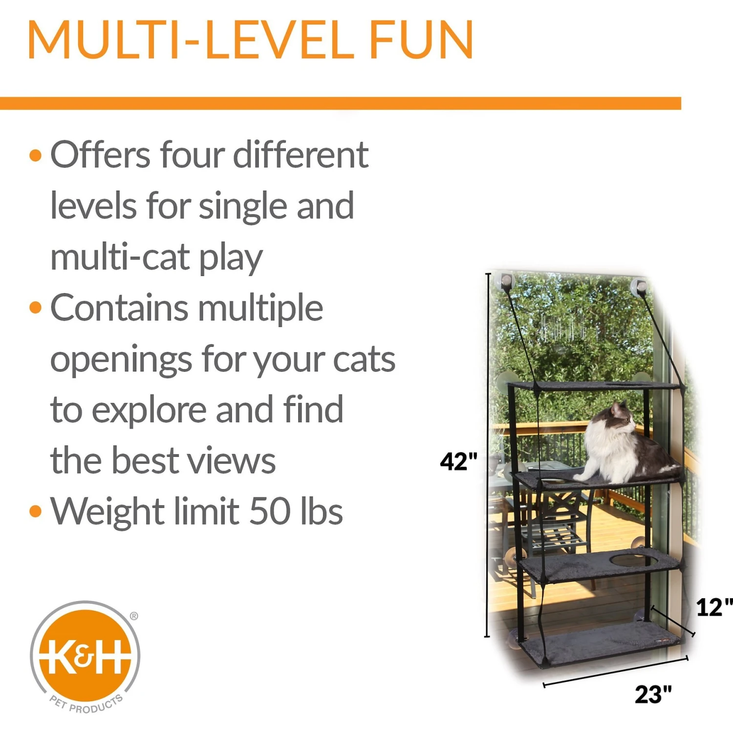 K&H Pet Products EZ Mount Quad Stack Cat Furniture 4 K&H Pet Products EZ Mount Quad Stack Cat Furniture - Image 2